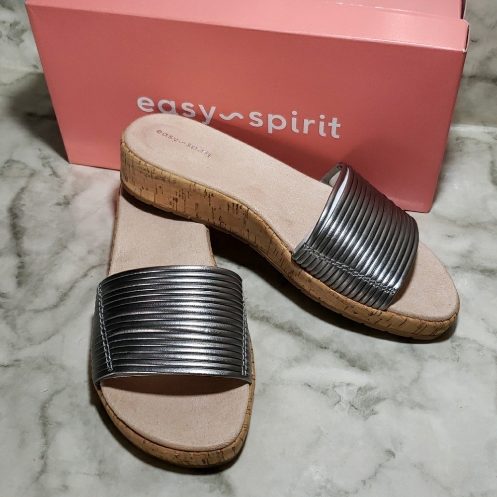 Easy spirit  silver mules 9